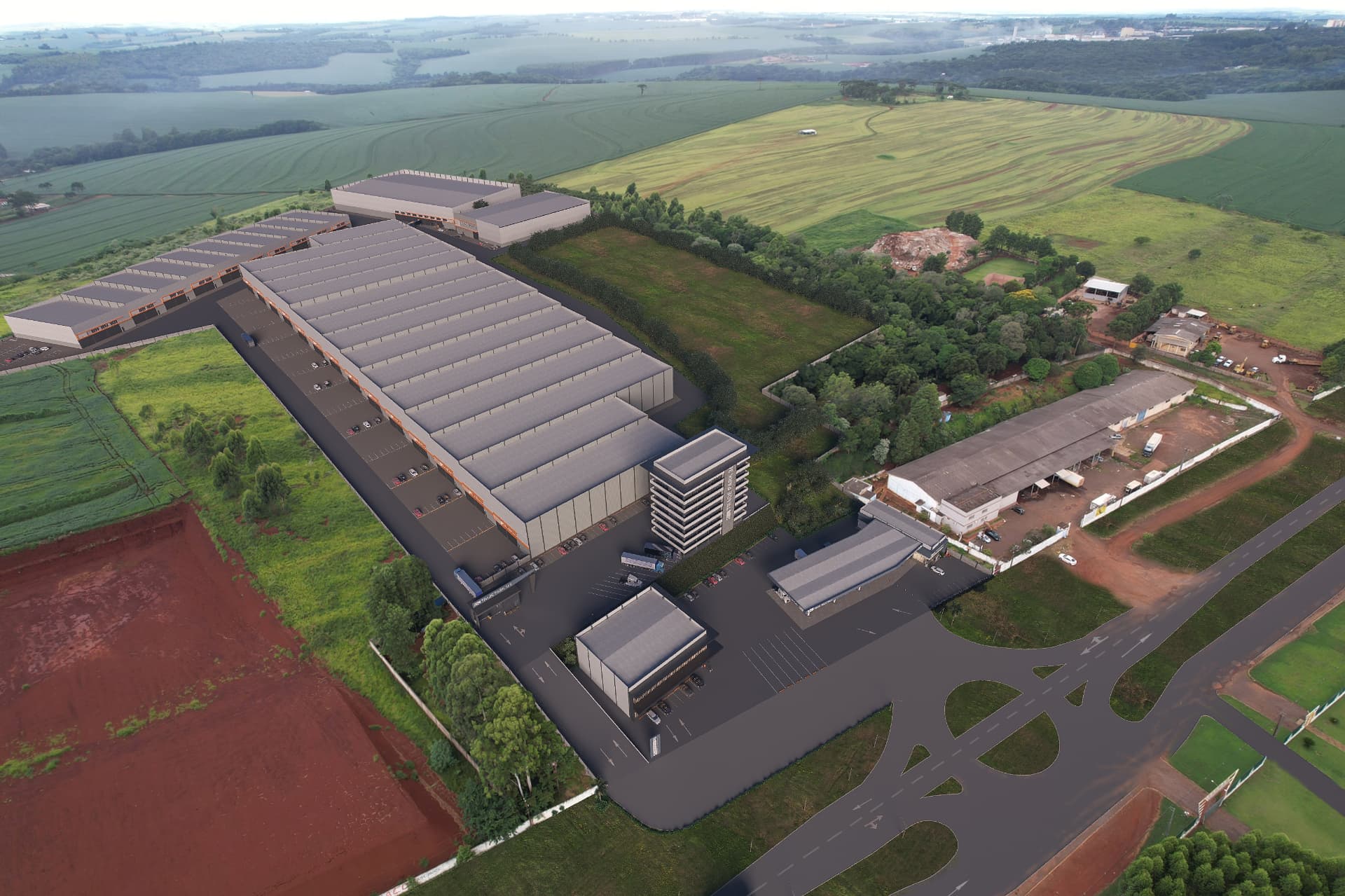 Vista aérea do Trade Park 369 em Cascavel