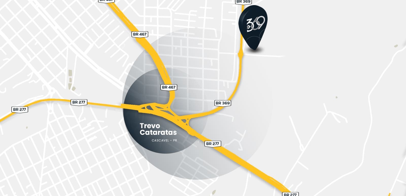 Mapa: Trade Park 369 na BR-369, junto ao Trevo Cataratas, em Cascavel/PR